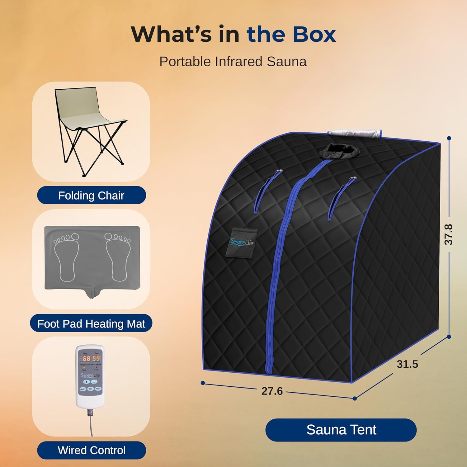 Compact & Portable Infrared Steam Sauna, Personal Spa Style Sauna for At-Home Relaxation and Rejuvenation, Easy Access Sit-In Design, Foldable Chair, Energy Efficient, Foot Pad Heating Mat