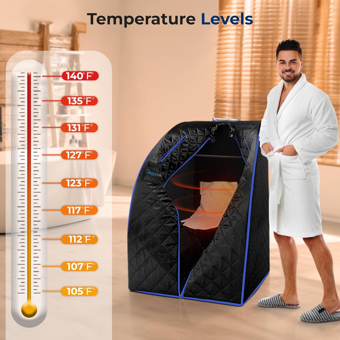 Compact & Portable Infrared Steam Sauna, Personal Spa Style Sauna for At-Home Relaxation and Rejuvenation, Easy Access Sit-In Design, Foldable Chair, Energy Efficient, Foot Pad Heating Mat