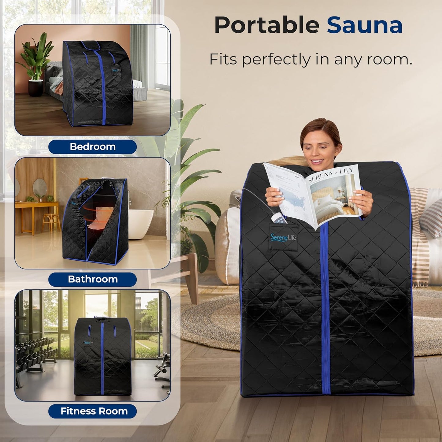 Compact & Portable Infrared Steam Sauna, Personal Spa Style Sauna for At-Home Relaxation and Rejuvenation, Easy Access Sit-In Design, Foldable Chair, Energy Efficient, Foot Pad Heating Mat